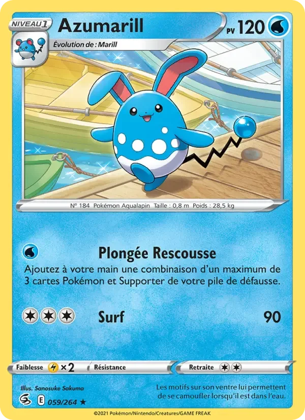 Carte Pokémon Azumarill — Poing de Fusion