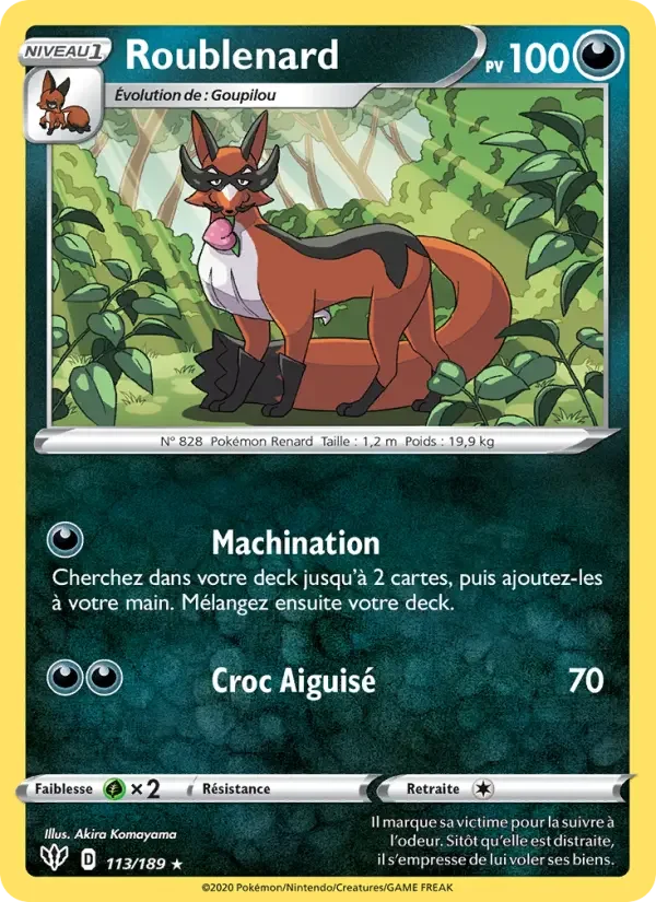 Carte Pokémon Roublenard — Ténèbres Embrasées