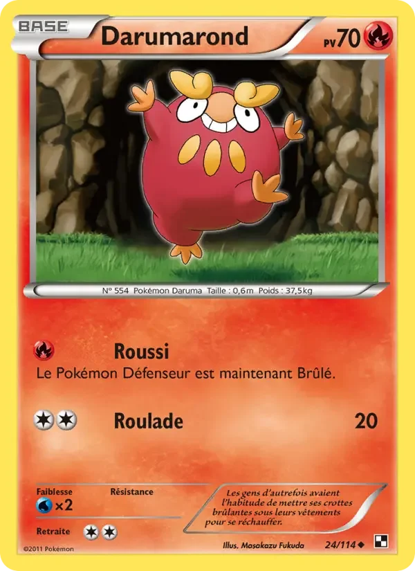 Carte Pokémon Darumarond — Noir & Blanc