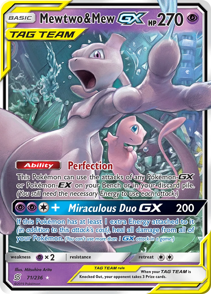Carte Pokémon Mewtwo et Mew GX — Harmonie des Esprits