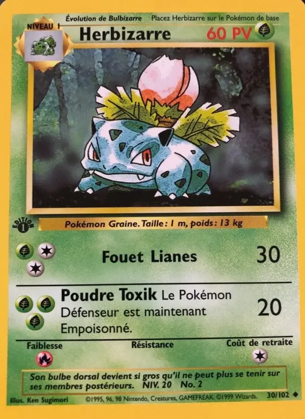 Carte Pokémon Herbizarre — Set de base