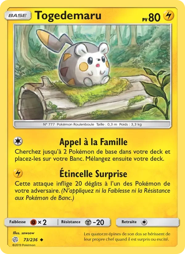 Carte Pokémon Togedemaru — Éclipse Cosmique