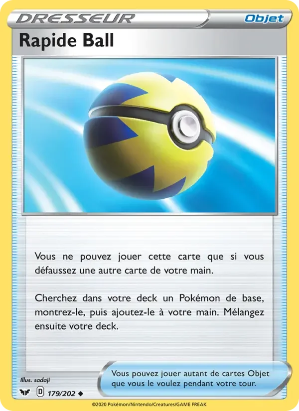 Carte Pokémon Rapide Ball — Épée et Bouclier