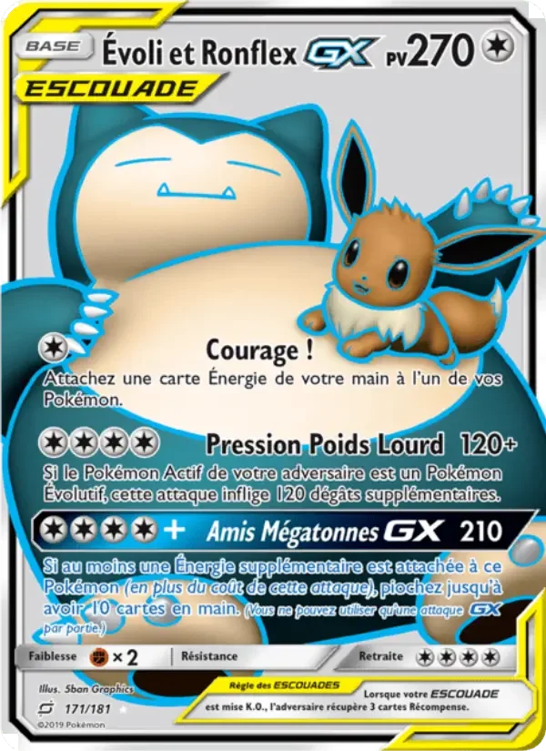 Carte Pokémon Évoli et Ronflex GX — Duo de Choc