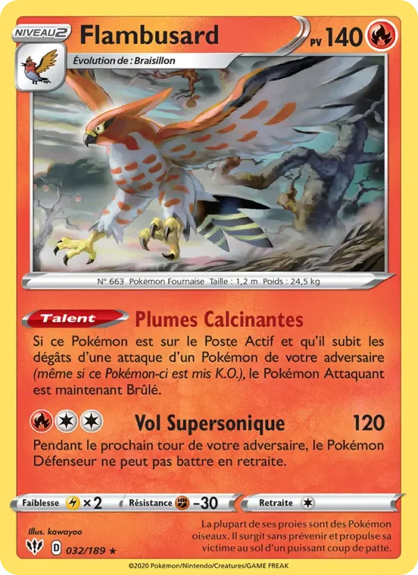 Carte Pokémon Flambusard — Ténèbres Embrasées