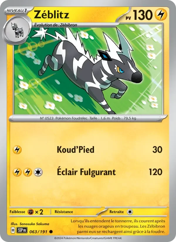 Carte Pokémon Zéblitz — Étincelles Déferlantes