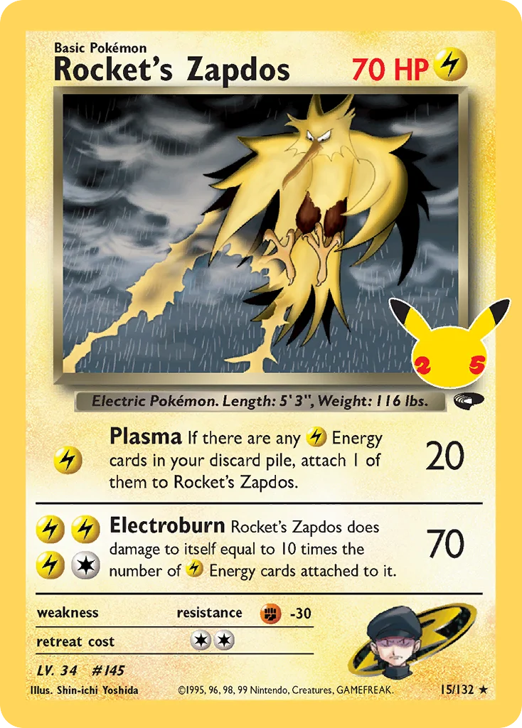 Carte Pokémon Électhor de Rocket — Célébrations