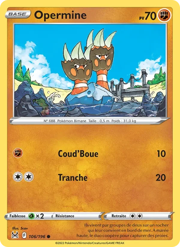 Carte Pokémon Opermine — Origine Perdue