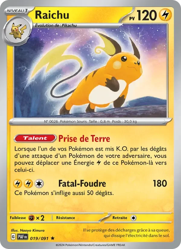 Carte Pokémon Raichu — Destinées de Paldea