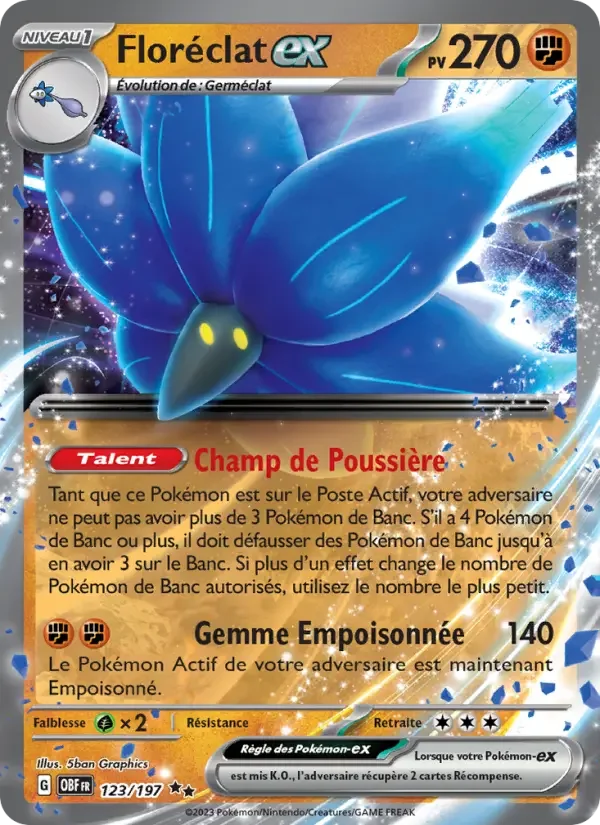 Carte Pokémon Floréclat-ex — Flammes Obsidiennes