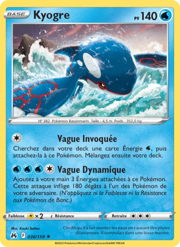 Carte Pokémon Kyogre — Zénith Suprême