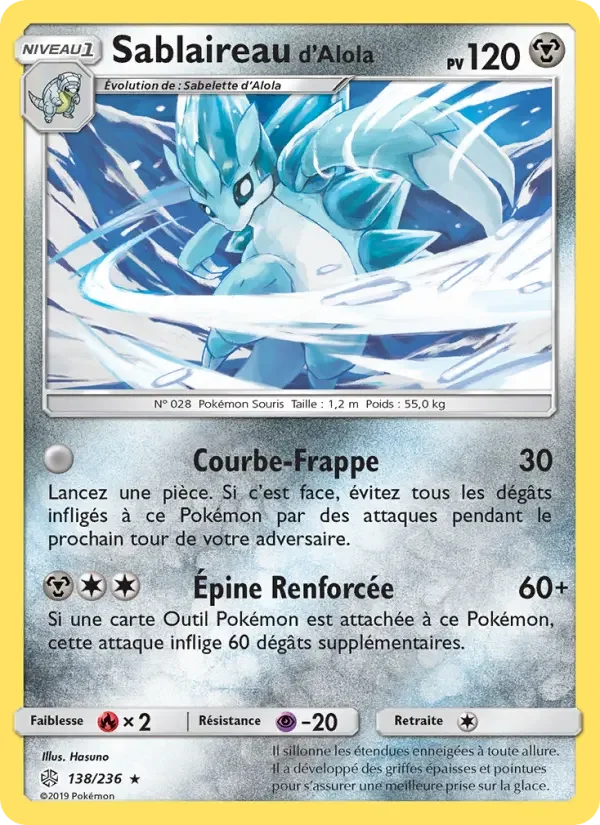 Carte Pokémon Sablaireau d’Alola — Éclipse Cosmique