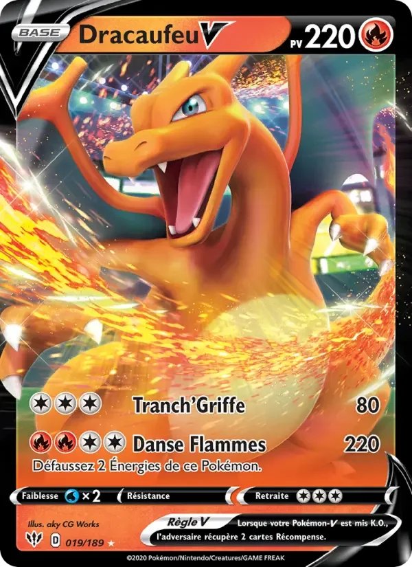 Carte Pokémon Dracaufeu V — Ténèbres Embrasées