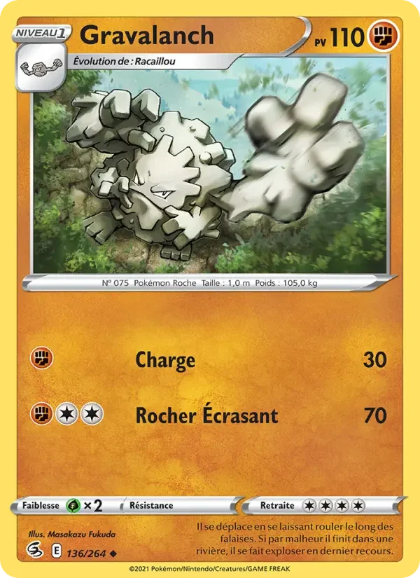 Carte Pokémon Gravalanch — Poing de Fusion