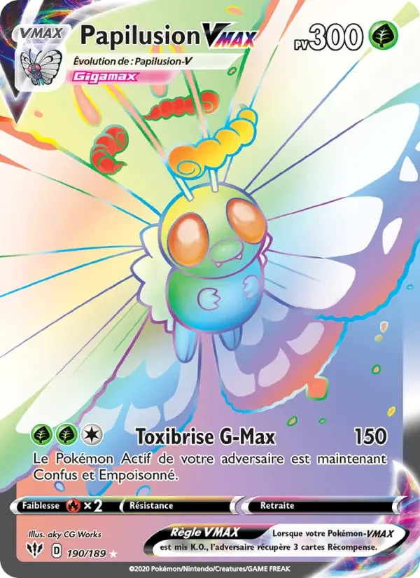 Carte Pokémon Papilusion VMAX — Ténèbres Embrasées