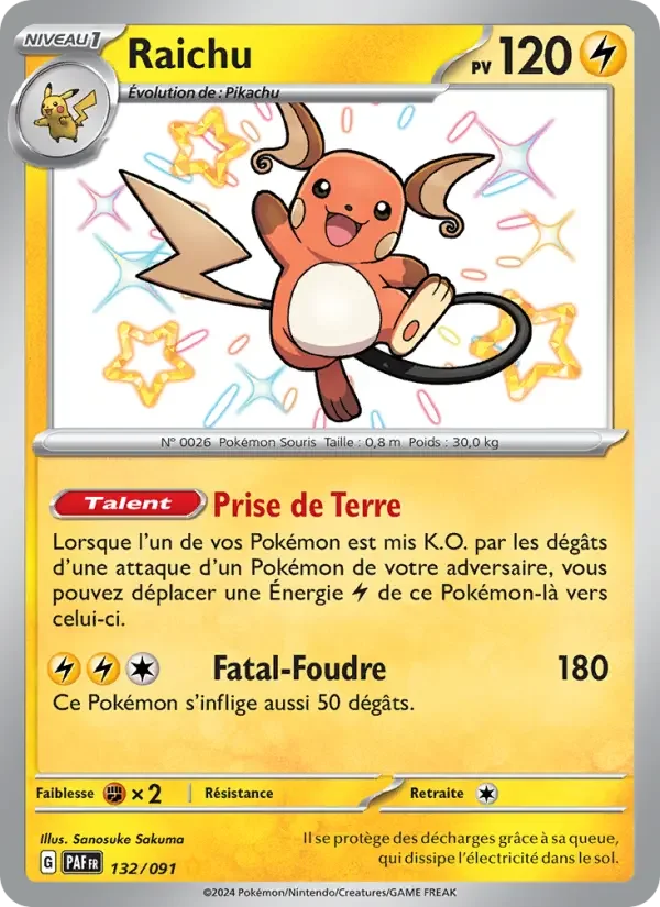 Carte Pokémon Raichu — Destinées de Paldea