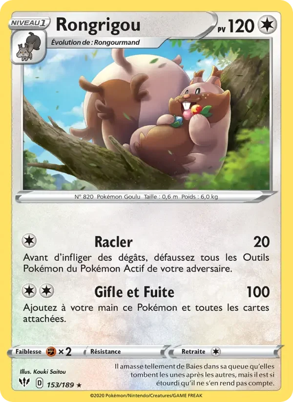 Carte Pokémon Rongrigou — Ténèbres Embrasées