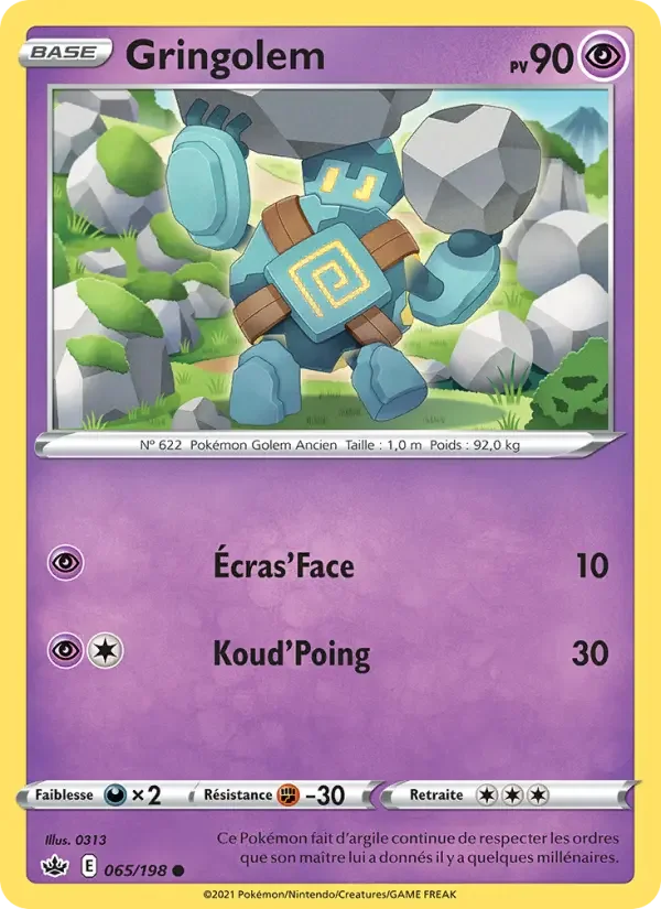 Carte Pokémon Gringolem — Règne de Glace