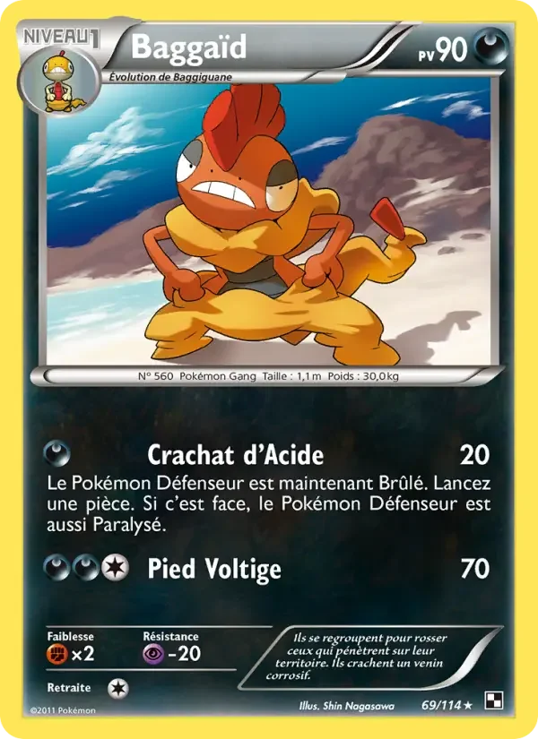 Carte Pokémon Baggaïd — Noir & Blanc
