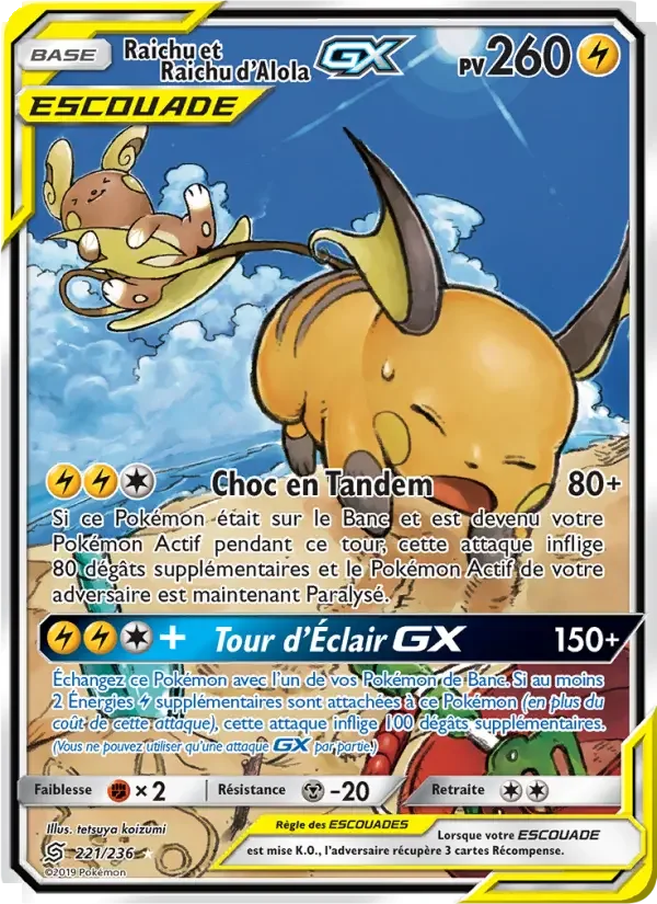 Carte Raichu et Raichu d’Alola GX