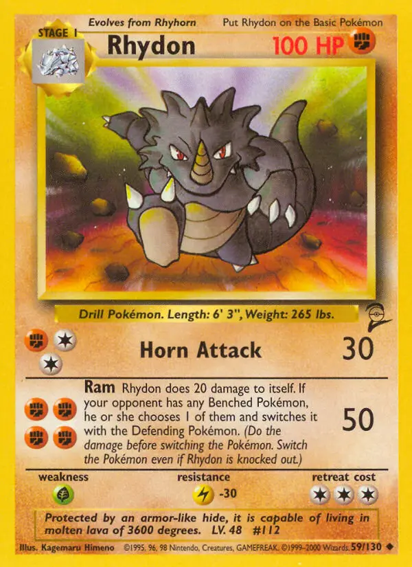 Carte Pokémon Rhinoféros — Base Set 2