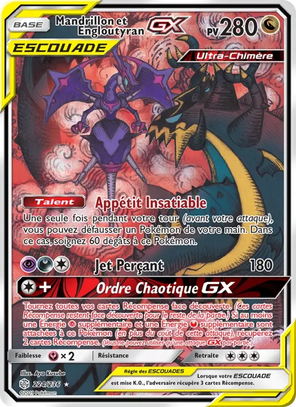 Carte Pokémon Mandrillon et Engloutyran GX — Éclipse Cosmique