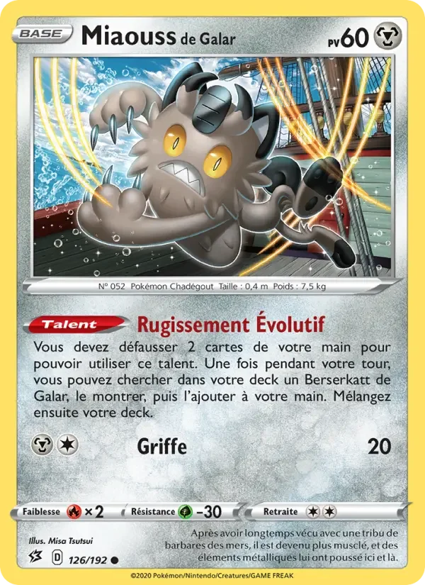 Carte Pokémon Miaouss de Galar — Clash des Rebelles