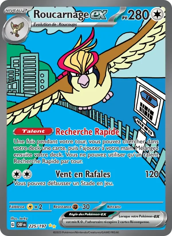 Carte Pokémon Roucarnage-ex — Flammes Obsidiennes