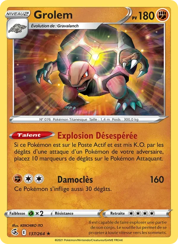Carte Pokémon Grolem — Poing de Fusion