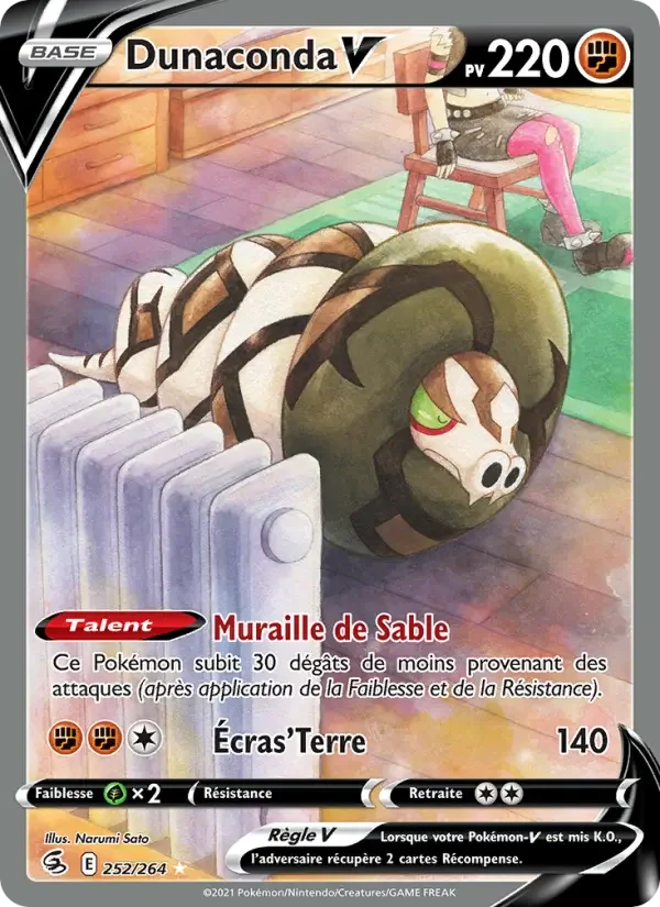 Carte Pokémon Dunaconda V — Poing de Fusion