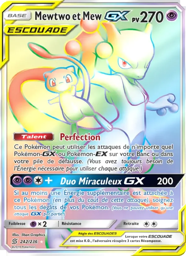 Carte Pokémon Mewtwo et Mew GX — Harmonie des Esprits