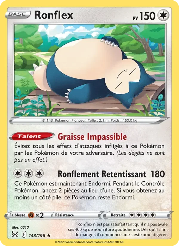 Carte Pokémon Ronflex — Origine Perdue