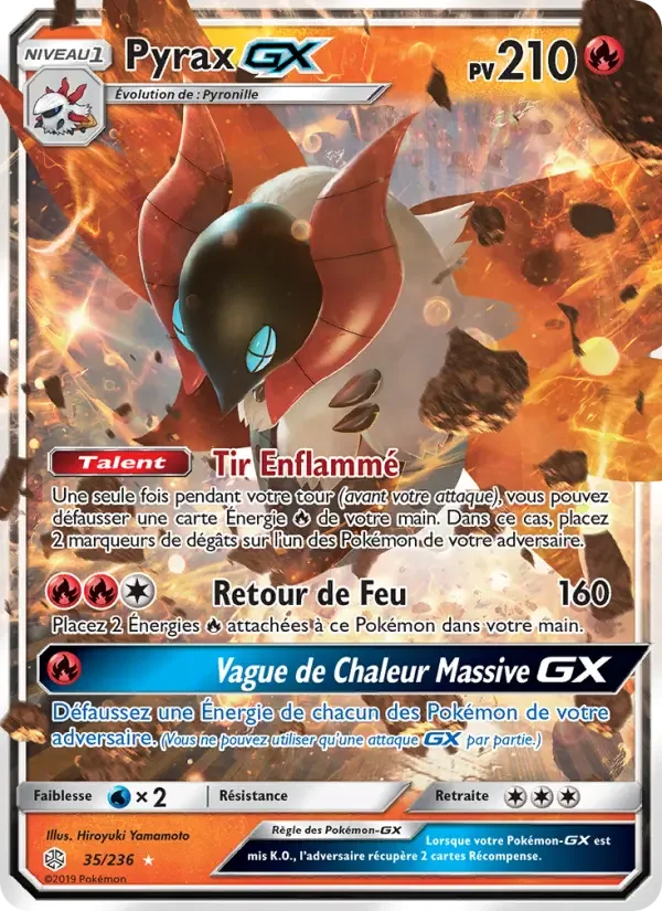 Carte Pokémon Pyrax GX — Éclipse Cosmique