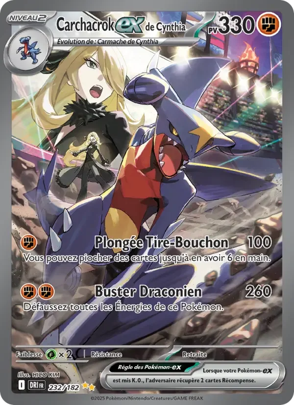 Carte Pokémon Carchacrok-ex de Cynthia — Rivalités Destinées