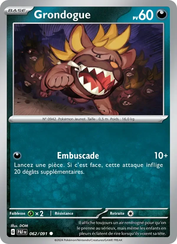 Carte Pokémon Grondogue — Destinées de Paldea