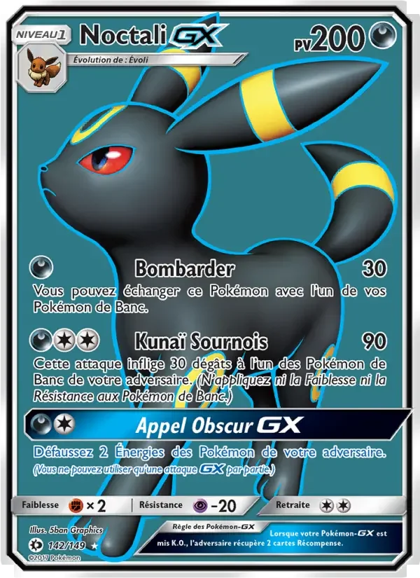 Carte Pokémon Noctali GX — Soleil et Lune