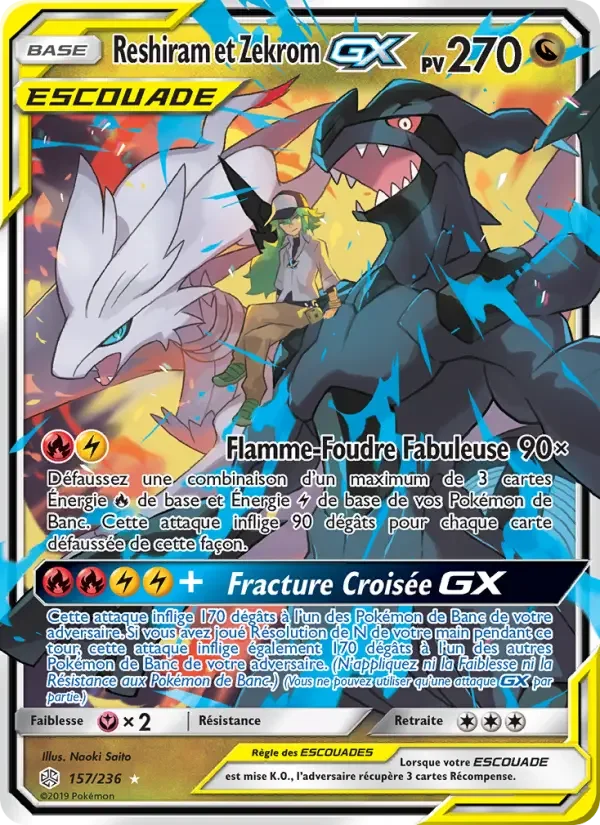 Carte Pokémon Reshiram et Zekrom GX — Éclipse Cosmique