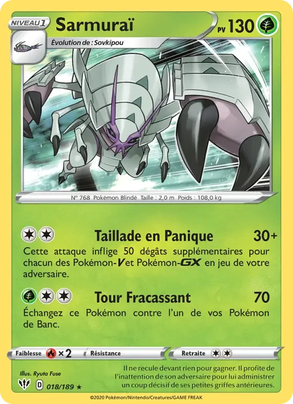 Carte Pokémon Sarmuraï — Ténèbres Embrasées