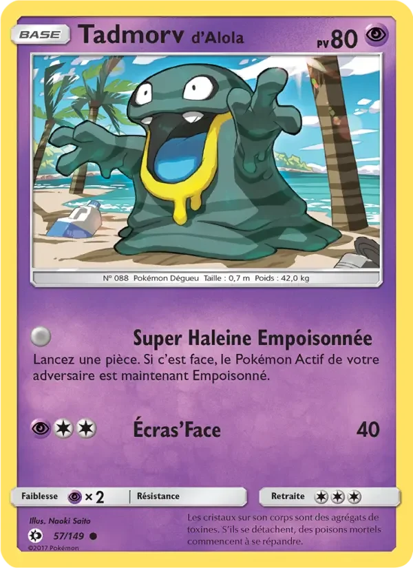 Carte Pokémon Tadmorv d’Alola — Soleil et Lune