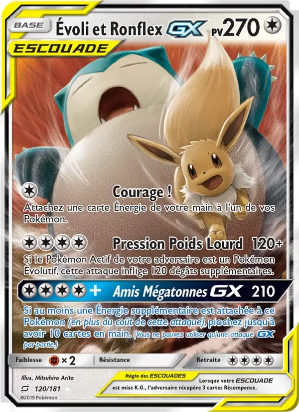 Carte Pokémon Évoli et Ronflex GX — Duo de Choc