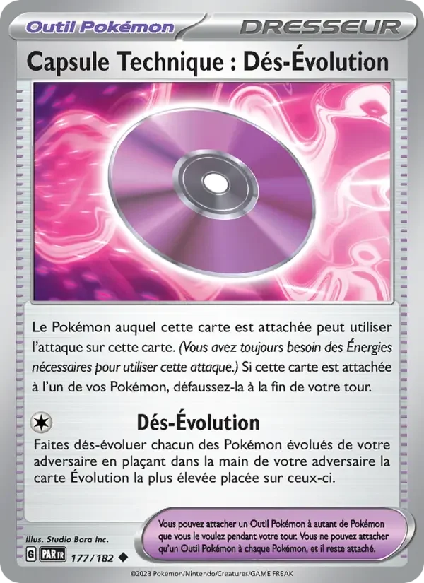Carte Pokémon Capsule Technique : Dés-Évolution — Faille Paradoxe