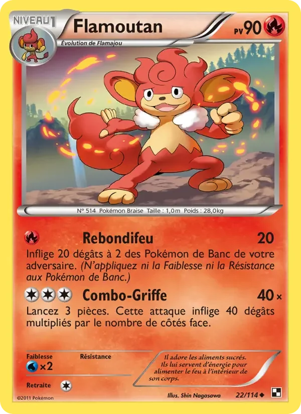 Carte Pokémon Flamoutan — Noir & Blanc