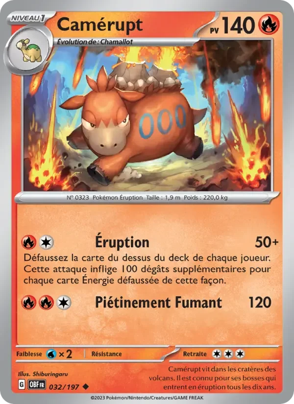Carte Pokémon Camérupt — Flammes Obsidiennes