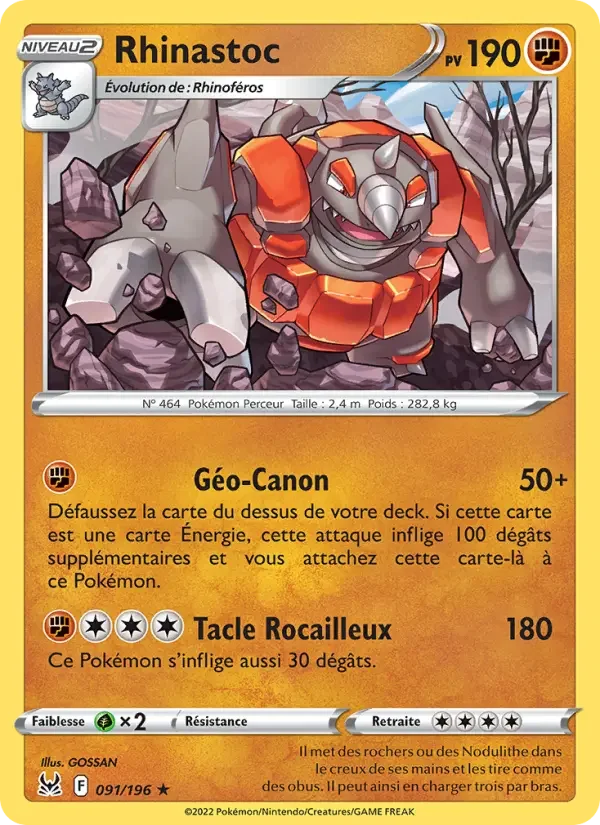 Carte Pokémon Rhinastoc — Origine Perdue