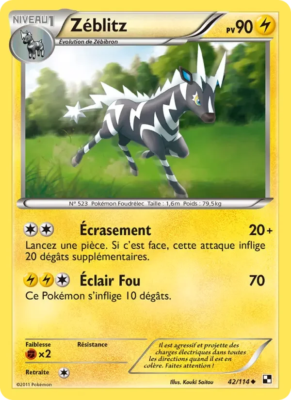 Carte Pokémon Zéblitz — Noir & Blanc