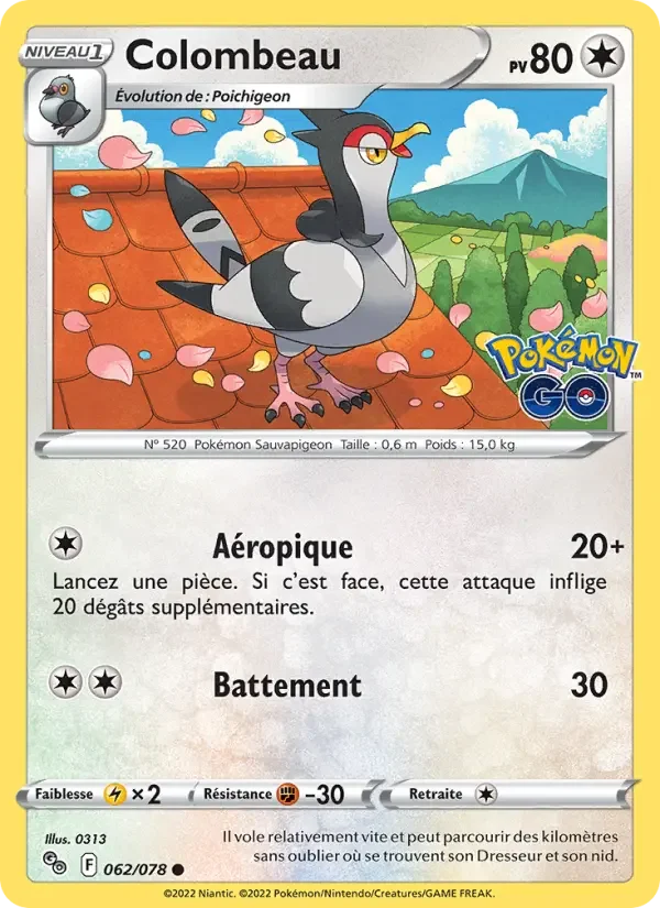 Carte Pokémon Colombeau — Pokémon GO
