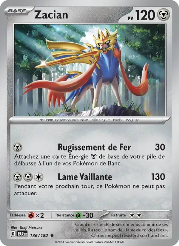 Carte Pokémon Zacian — Faille Paradoxe