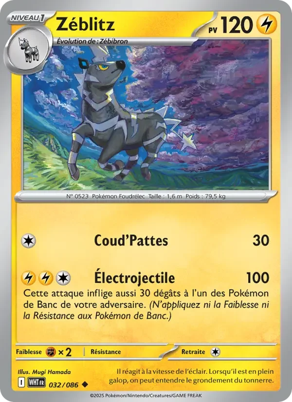 Carte Pokémon Zéblitz — Flamme Blanche
